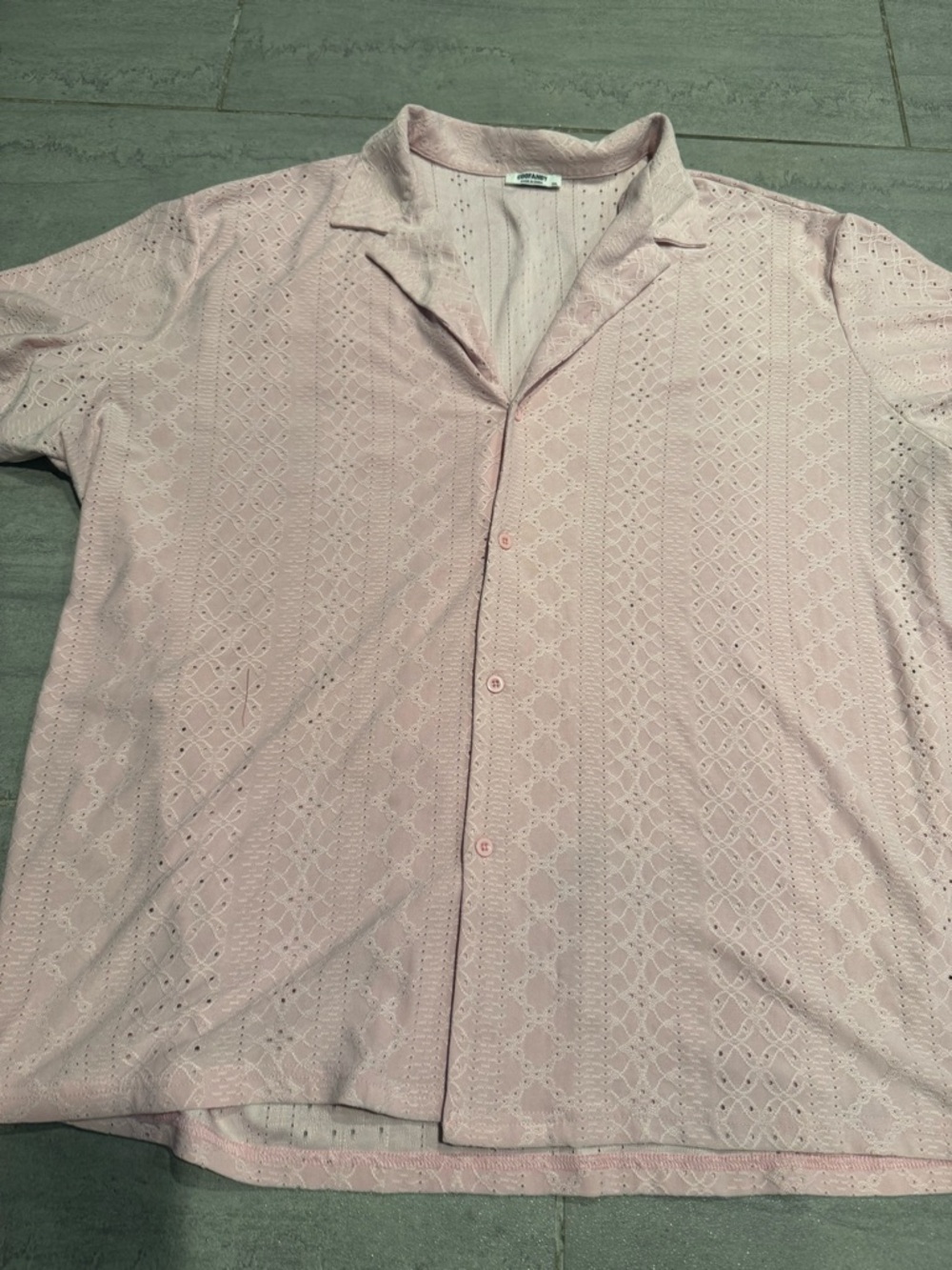 Men's Hawaiian Knit Crochet Beach Cruise Summer Short Sleeve Button Down 3XL
